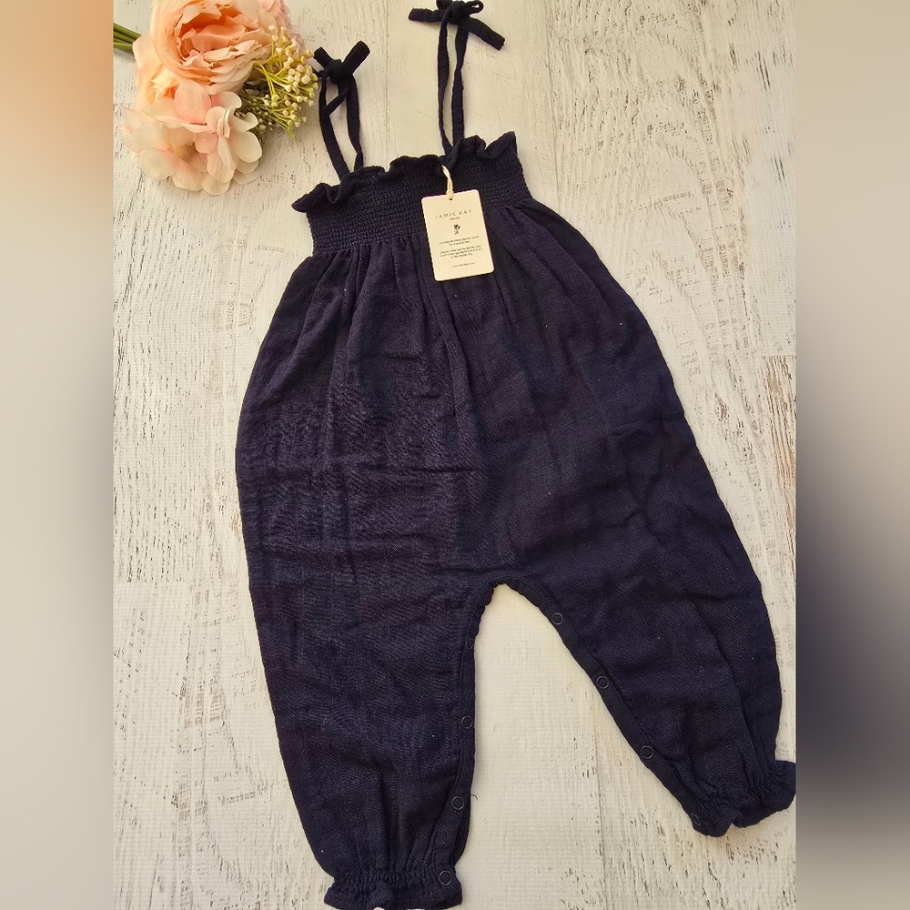 Jamie Kay Navy Organic Muslin Playsuit Jumpsuit 3Yrs NWT - Picture 6 of 9